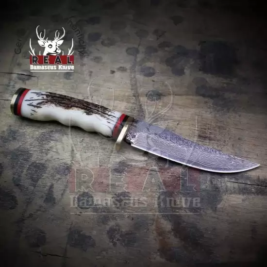 9 Damascus Fixed Blade Hunting Knife, Damascus Fixed Blade Knife