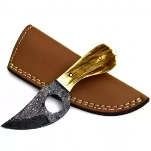 7.50 Inch Custom Handmade Damascus Steel finger hole skinning Hunting –  nextgensfashion