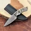 Damascus Steel Ram Horn Handle Knife - 8" Custom Full Tang Knife